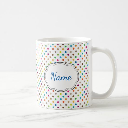 Multi Farbpolka-Punkt-personalisierte Tasse (Rechts)