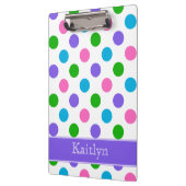 Multi Farbpolka-Punkte personalisiert Klemmbrett (Links)