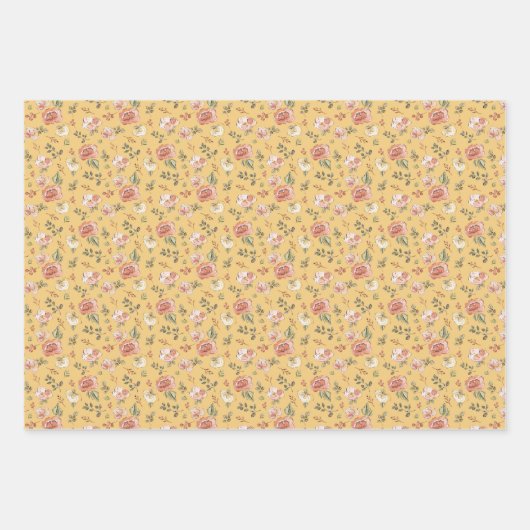 Multi Floral on Yellow Geschenkpapier Set (Vorderseite 3)