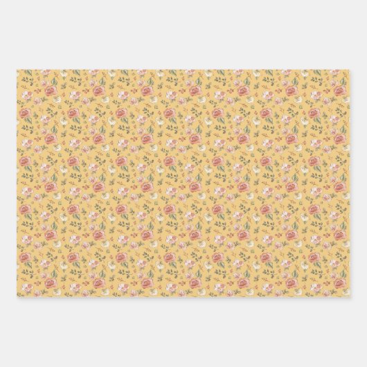 Multi Floral on Yellow Geschenkpapier Set (Vorderseite 2)