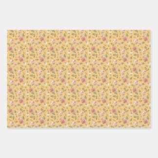 Multi Floral on Yellow Geschenkpapier Set