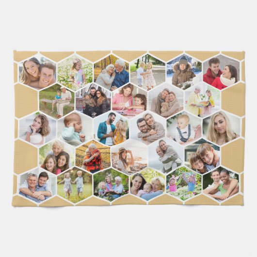 Multi Foto 28 Picture Honey Beige Honeycomb Geschirrtuch (Horizontal)