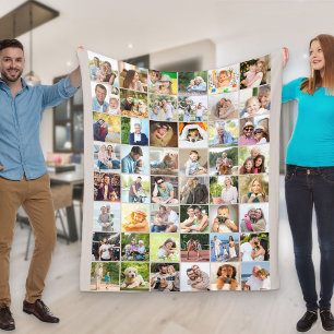 Multi-Foto-48-Bild-Raster-Collage Beige Fleecedecke