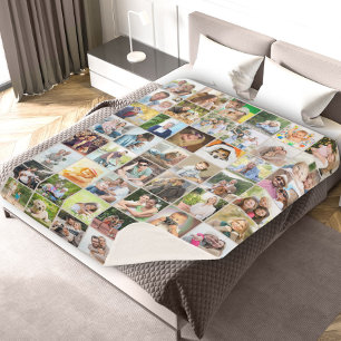 Multi-Foto-48-Bild-Raster-Collage Beige Sherpadecke