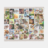Multi-Foto 48 Picture Grid Collage Beige Fleecedecke (Vorderseite (Horizontal))