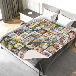 Multi Foto 48 Picture Grid Collage Black Sherpadecke