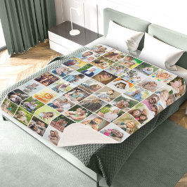 Multi Foto 48 Picture Grid Collage White Sherpadecke