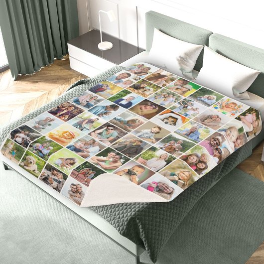 Multi Foto 48 Picture Grid Collage White Sherpadecke