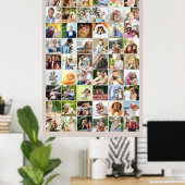 Multi Foto 54 Picture Grid Collage Beige Poster (Heimbüro)