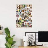 Multi Foto 54 Picture Grid Collage Beige Poster (Heimbüro)
