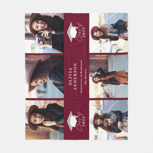 Multi-Foto-Abschluss für moderne burgundy-Skripte Fleecedecke (Vorderseite)
