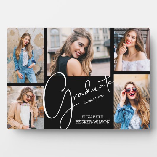 Multi-Foto auf dem Schwarzen Abschluss Keepake Fotoplatte (Vorderseite)