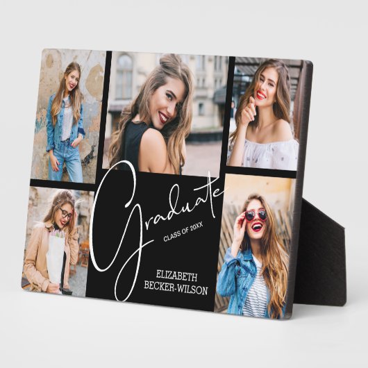 Multi-Foto auf dem Schwarzen Abschluss Keepake Fotoplatte (Seite)