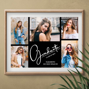 Multi-Foto auf dem Schwarzen Abschluss Keepake Poster