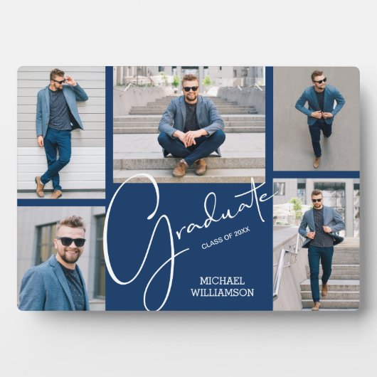 Multi-Foto Blue Abschluss Keepake Fotoplatte (Vorderseite)