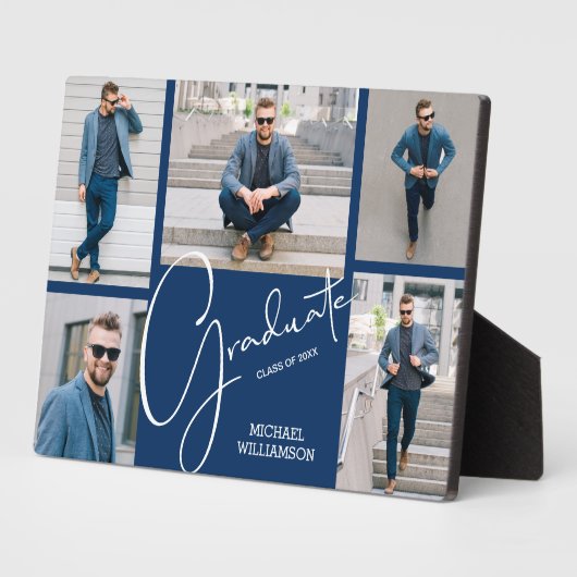 Multi-Foto Blue Abschluss Keepake Fotoplatte (Seite)