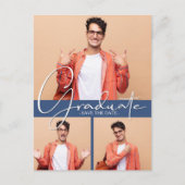 Multi Foto Blue Abschluss Save the Date Postkarte (Vorderseite)