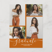 Multi-Foto Burnt Orange Abschluss Einladung Postkarte (Vorderseite)