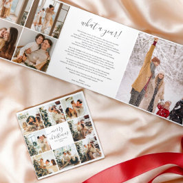 Multi Foto Calligrafie Frohe Weihnachten Weiß Dreifach Gefaltete Urlaubskarte
