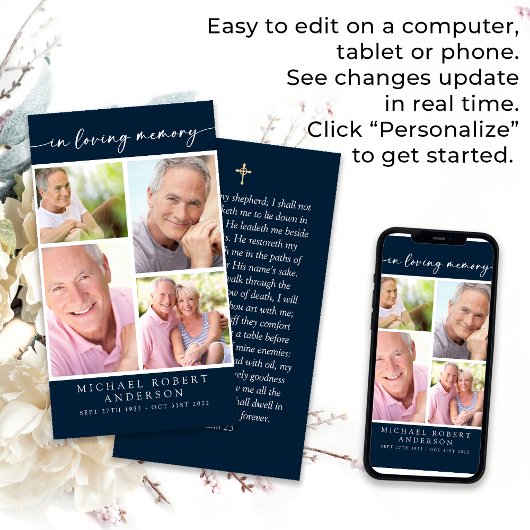 Multi Foto Collage Beerdigungskarte