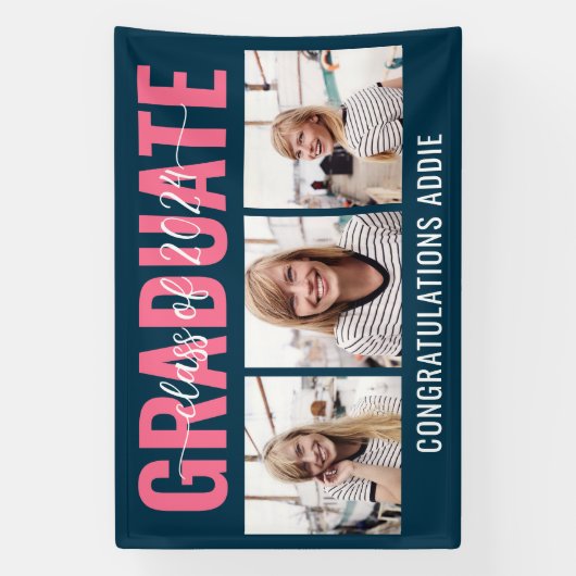 Multi-Foto Collage Class 2024 Abschluss Banner (Vertikal)