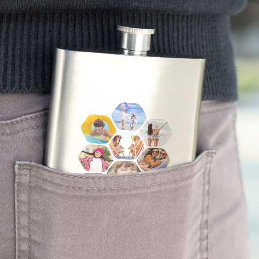 Multi Foto Collage Einfache moderne Personalisiert Flachmann (Beispiel)