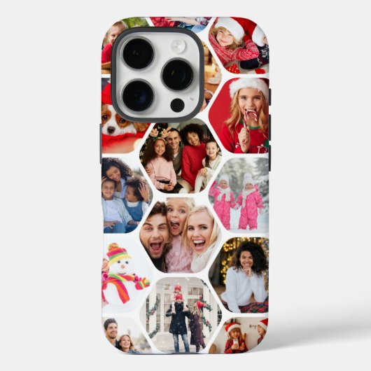 Multi Foto Collage Einfaches modernes Hexagon-Must Case-Mate iPhone Hülle (Rückseite)