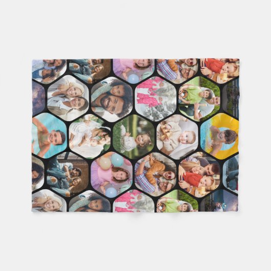 Multi Foto Collage Einfaches modernes Hexagon-Must Fleecedecke (Vorderseite (Horizontal))