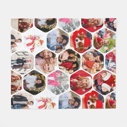 Multi Foto Collage Einfaches modernes Hexagon-Must Fleecedecke (Vorderseite (Horizontal))