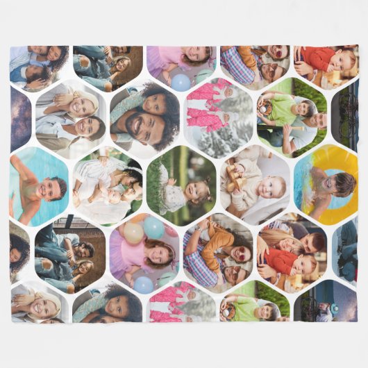 Multi Foto Collage Einfaches modernes Hexagon-Must Fleecedecke (Vorderseite (Horizontal))