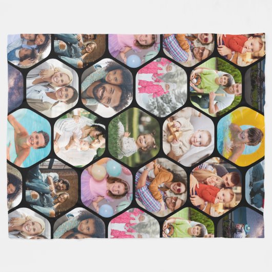 Multi Foto Collage Einfaches modernes Hexagon-Must Fleecedecke (Vorderseite (Horizontal))