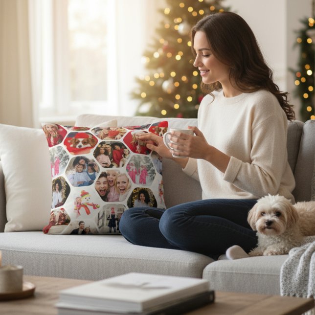 Multi Foto Collage Einfaches modernes Hexagon-Must Kissen (Von Creator hochgeladen)