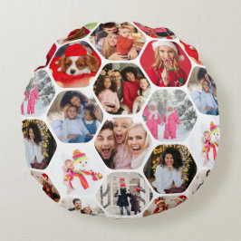 Multi Foto Collage Einfaches modernes Hexagon-Must Rundes Kissen