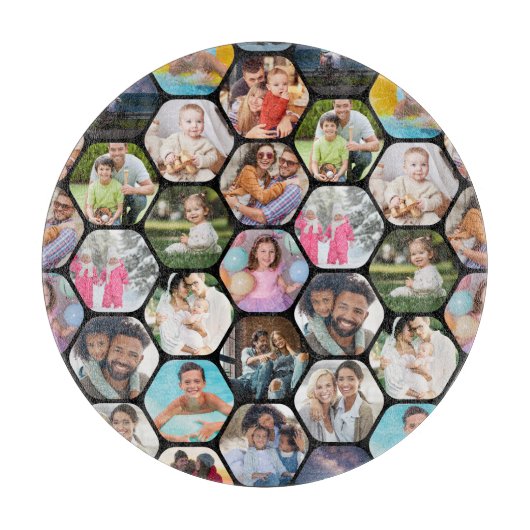 Multi Foto Collage Einfaches modernes Hexagon-Must Schneidebrett (Vorderseite)
