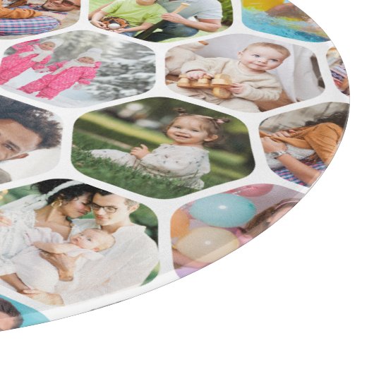 Multi Foto Collage Einfaches modernes Hexagon-Must Schneidebrett (Ecke)