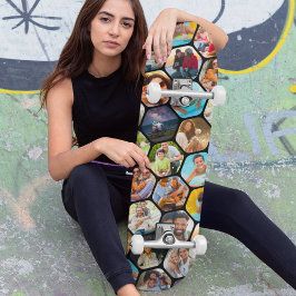 Multi Foto Collage Einfaches modernes Hexagon-Must Skateboard