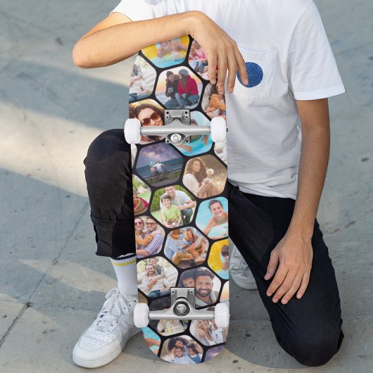 Multi Foto Collage Einfaches modernes Hexagon-Must Skateboard