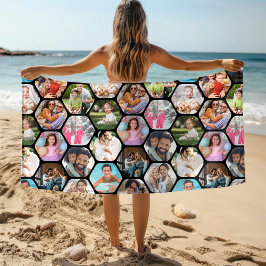 Multi Foto Collage Einfaches modernes Hexagon-Must Strandtuch