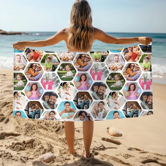 Multi Foto Collage Einfaches modernes Hexagon-Must Strandtuch
