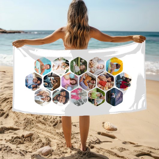 Multi Foto Collage Einfaches modernes Hexagon-Must Strandtuch