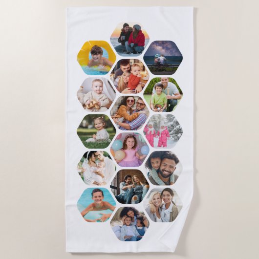 Multi Foto Collage Einfaches modernes Hexagon-Must Strandtuch (Vorderseite)