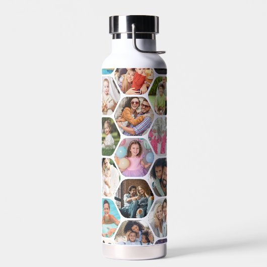 Multi Foto Collage Einfaches modernes Hexagon-Must Trinkflasche (Links)