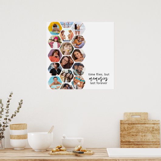 Multi-Foto Collage Erinnerungen Einfach Moderner P Poster (Küche)
