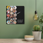 Multi-Foto Collage Erinnerungen Einfach Moderner P Quadratische Wanduhr<br><div class="desc">Multi Foto Collage Simple Modern Erinnerungen Hexagon Muster Custom Clocks bietet eine Foto Collage Ihrer Lieblings-Fotos in einer Hexagon-Form. Mit Ihrem benutzerdefinierten Text oder verwenden Sie den "Zeitfliegen, aber Erinnerungen dauern ewig". Perfekt zum Geburtstag, Weihnachten, Muttertag, Vatertag, Großeltern, Bruder, Schwester, bester Freund und vieles mehr. FOTO TIPP: Zentrieren Sie Ihre...</div>