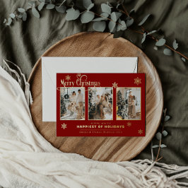 Multi Foto Collage Family Red Gold Fossil Schnee Folien Feiertagskarte