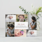Multi Foto Collage Geburts-Ankündigung Girl Boy Einladung (Stehend Vorderseite)