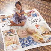 Multi Foto Collage Hugs & Kisses Family Fleecedecke