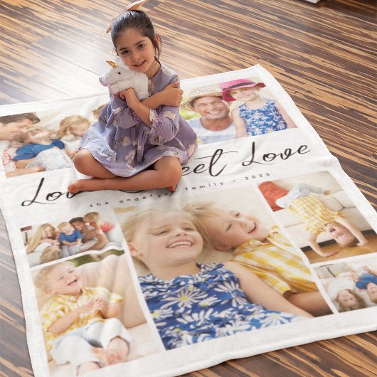 Multi Foto Collage Liebe Sweet Liebe Family Fleecedecke
