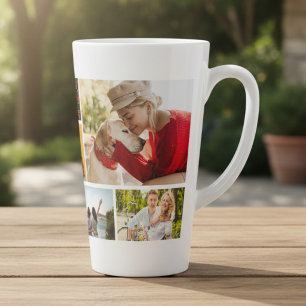 Multi-Foto-Collage Moderne Personalisierte Name Milchtasse