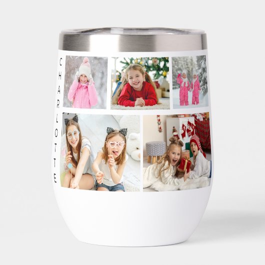 Multi-Foto Collage Moderner Personalisierter Name (Rückseite)